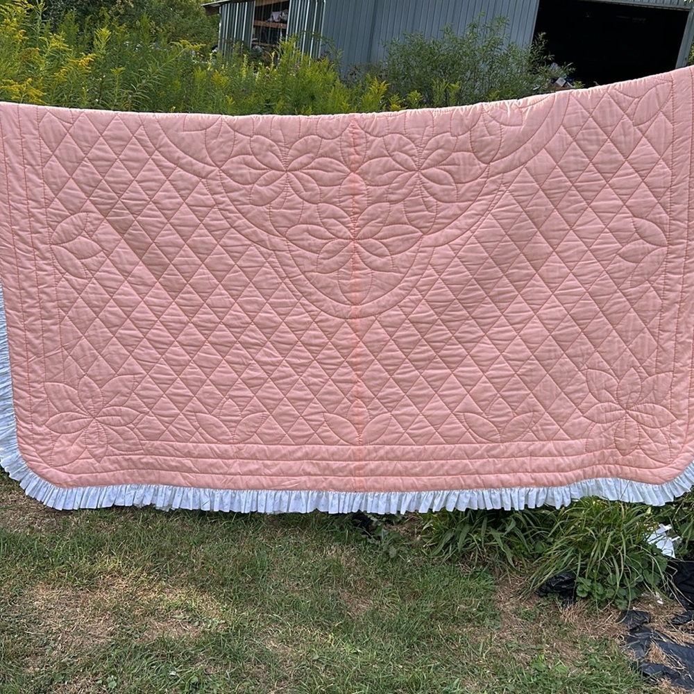 Excellent Condition OOAK One-Piece “Big Stitch” Quilt Twin Size Handmade Cottage